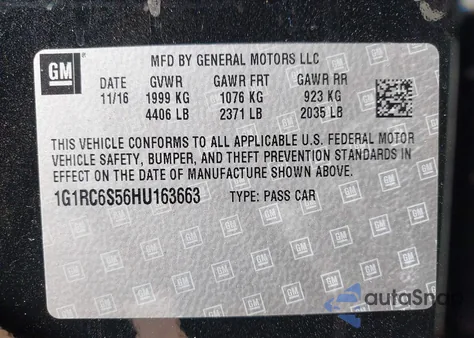 2017 Chevrolet Volt Lt z USA, uszkodzony, nr VIN 1G1RC6S56HU163663